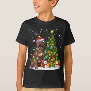 Lighting Xmas Tree Staffordshire Bull Terrier Dog  T-Shirt