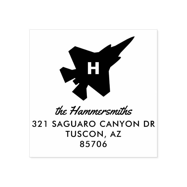 Lightning 2 F-35 Custom Monogram Address Stamp (Imprint)