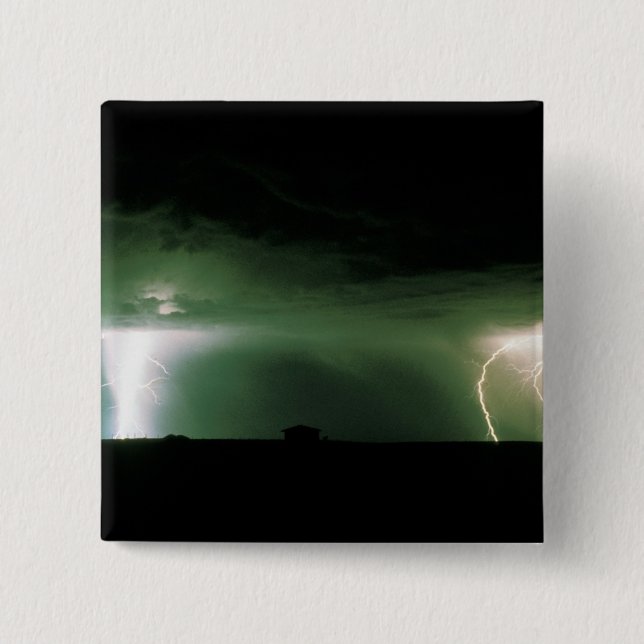 Lightning. 2 Inch Square Button (Front)