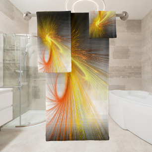 Lightning abstract - fractal bath towel set