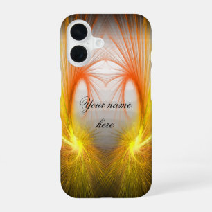 Lightning abstract, orange and black iPhone 16 case