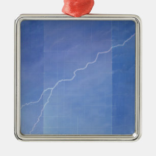 Lightning Across Glass Building Metal Ornament