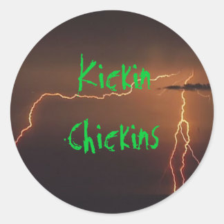Lightning Background, Kickin Chickins Classic Round Sticker