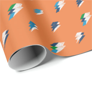 Lightning Bold Print on Orange Wrapping Paper