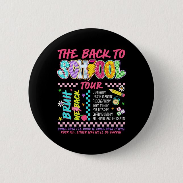 Lightning Bolt Abcd Back To School Tour Bruh We Ba 2 Inch Round Button (Front)