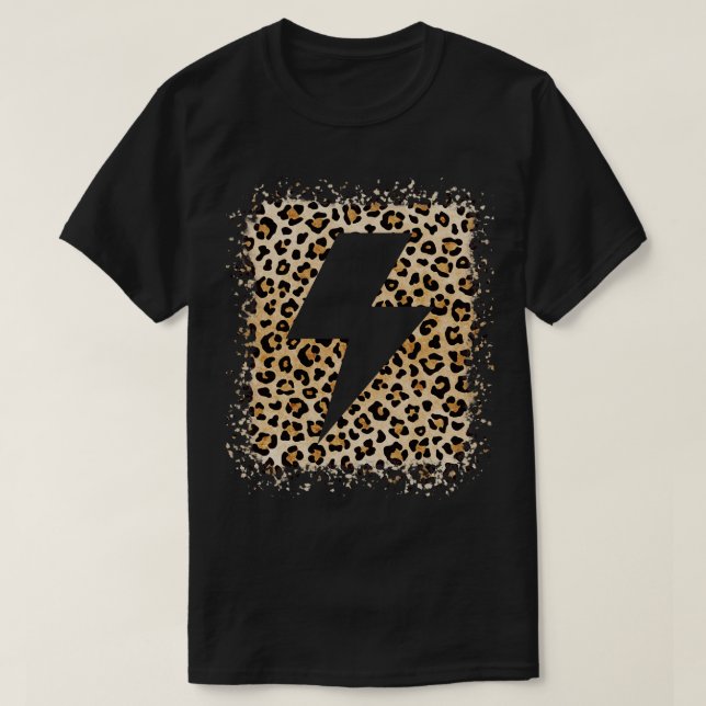 Lightning Bolt Animal Leopard Cheetah Print T-Shirt (Design Front)
