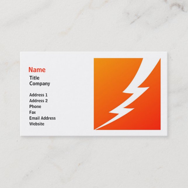 Lightning Bolt Business Card Template (Front)