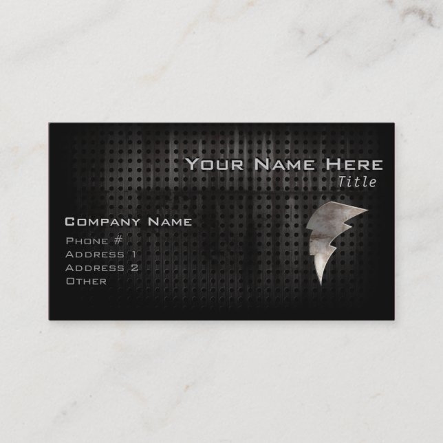 Lightning Bolt; Cool Black Business Card (Front)