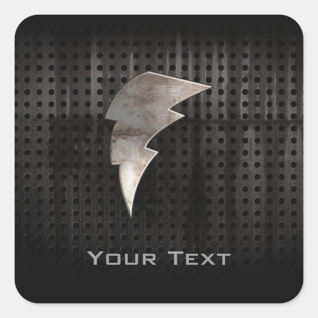 Lightning Bolt; Cool Black Square Sticker (Front)