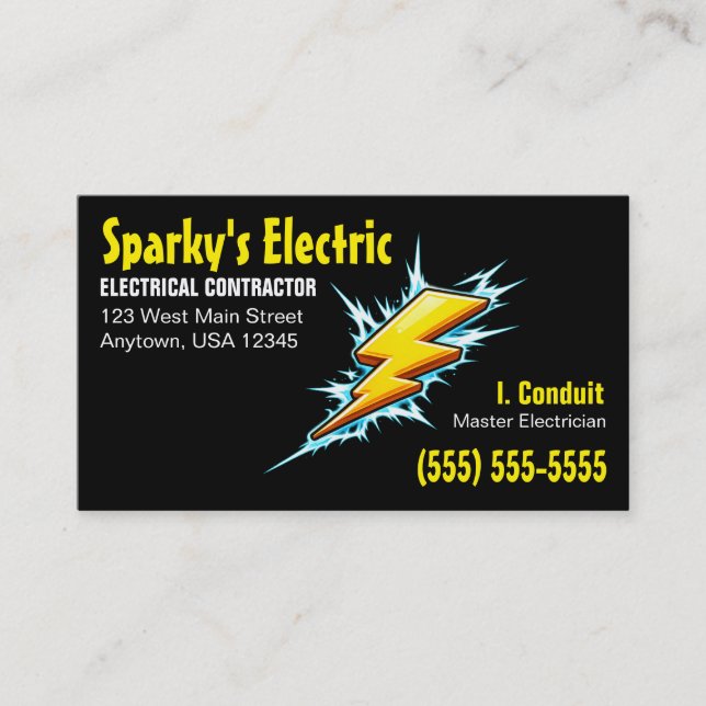 Lightning Bolt | Electrician / Contractor  Business Card (Front)