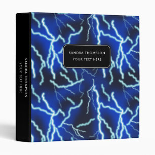 Lightning Bolt Electricity Thunderstorm Night Sky Binder