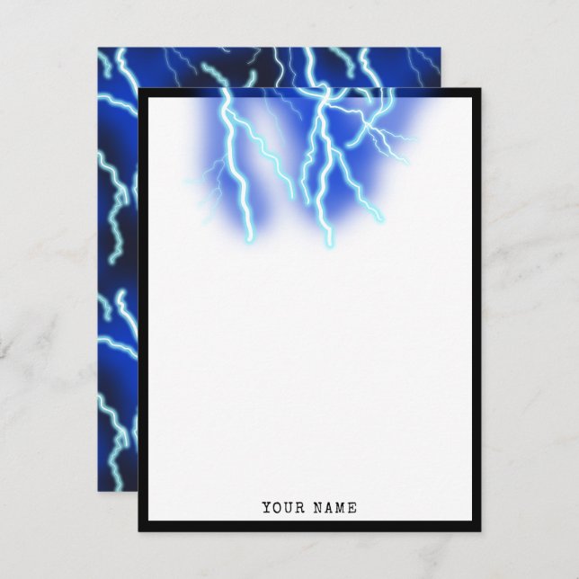 Lightning Bolt Electricity Thunderstorm Night Sky Card (Front/Back)