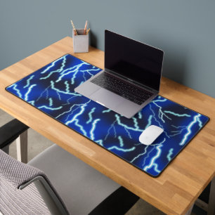 Lightning Bolt Electricity Thunderstorm Night Sky Desk Mat
