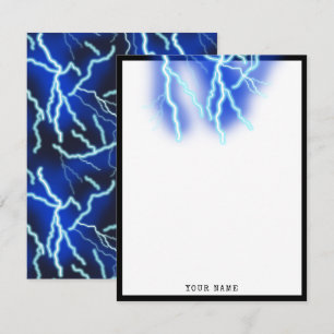 Lightning Bolt Electricity Thunderstorm Night Sky Thank You Card