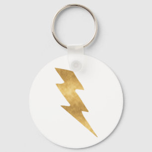 Lightning Bolt in Metallic Gold Keychain