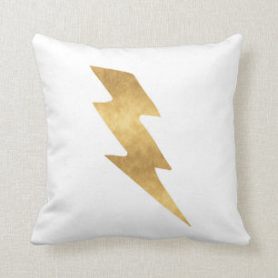 Lightning Bolt in Metallic Gold Throw Pillow