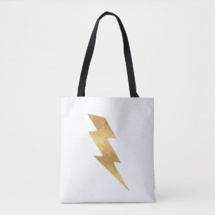 Lightning Bolt in Metallic Gold Tote Bag