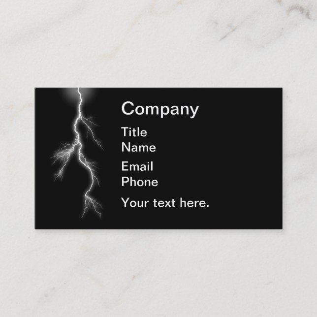 Lightning Bolt on Black Business Card (Front)