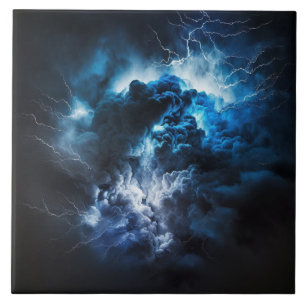 Lightning Bolt on Black Cloud Background landscape Tile