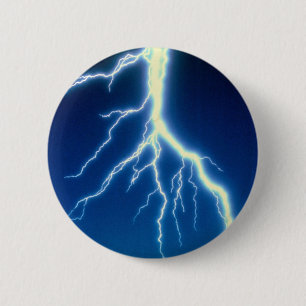 Lightning bolt over blue background 2 inch round button