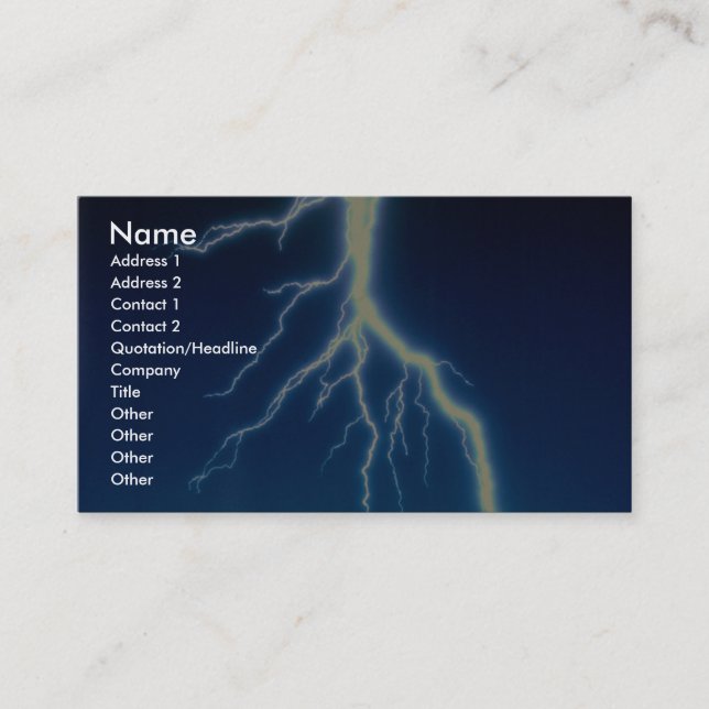 Lightning bolt over blue background business card (Front)