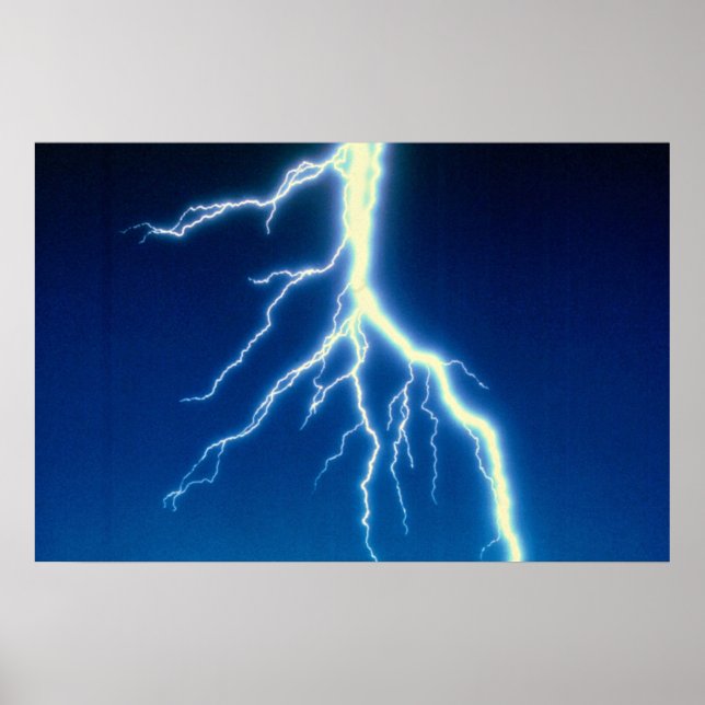 Lightning bolt over blue background poster (Front)