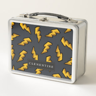 Lightning Bolt Pattern Fun and Pop Metal Lunch Box