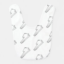 Lightning Bolt Pattern White Baby Bib