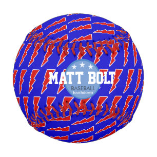 lightning bolt red&blue personalized baseball