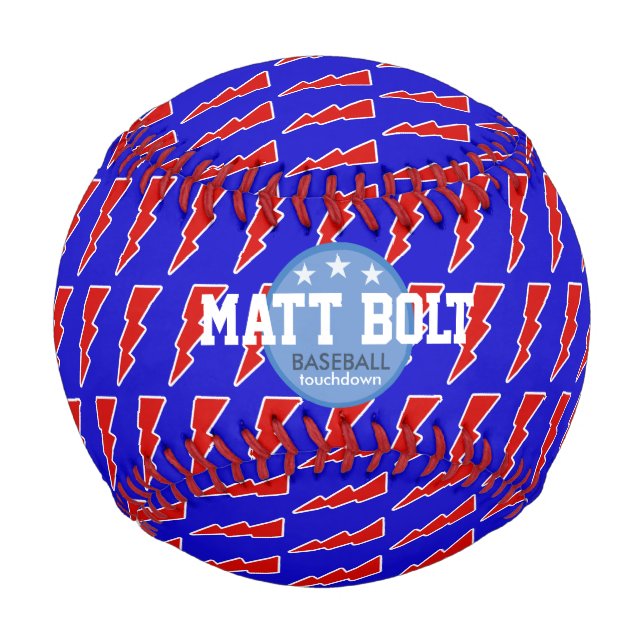 lightning bolt red&blue personalized baseball (Front)