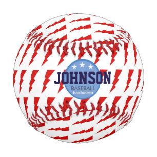 lightning bolt red-blue personalized baseball