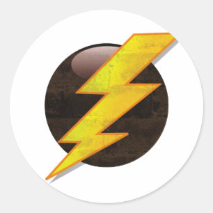 Lightning Bolt Retro Grunge Electric Badge Classic Round Sticker