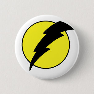 Lightning bolt retro look super hero logo 2 inch round button