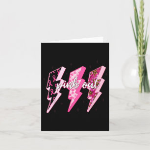 Lightning Bolt Ribbon Pink Out Breast Cancer Mom G Card