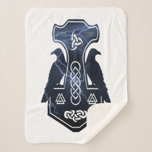 Lightning Bolt Thor's Hammer Sherpa Blanket