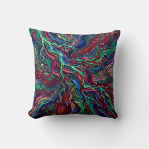 Lightning Bolt Throw Pillow – Jewel Tone Abstract