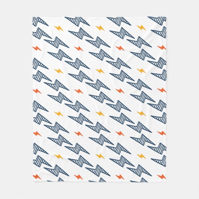 Lightning Bolts Doodle Seamless Flash Fleece Blanket (Front)