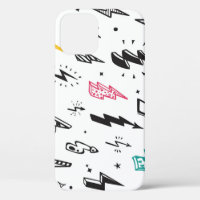 Lightning bolts, hand-drawn doodle set.