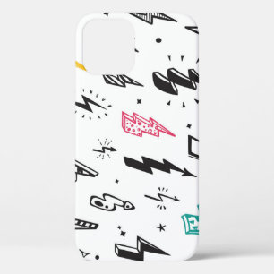Lightning bolts, hand-drawn doodle set. iPhone 12 case