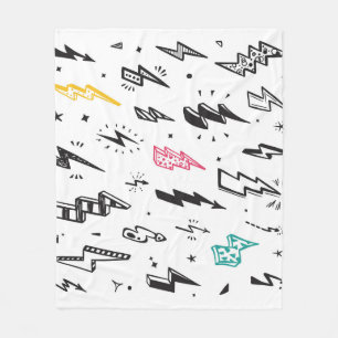 Lightning bolts, hand-drawn doodle set. fleece blanket