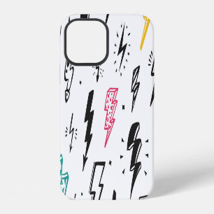 Lightning bolts, hand-drawn doodle set. iPhone 12 case