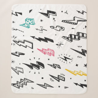 Lightning bolts, hand-drawn doodle set. sherpa blanket