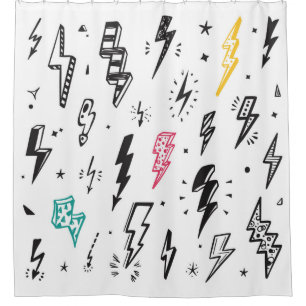 Lightning Bolts vintage Set. Hand Drawn Doodle Lig
