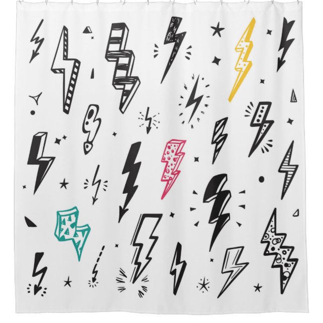 Lightning Bolts vintage Set. Hand Drawn Doodle Lig (Front)