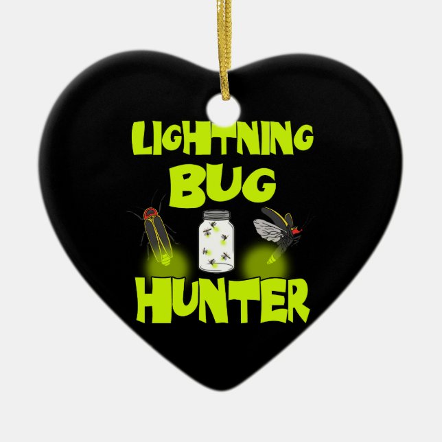 lightning bug hunter ceramic ornament (Front)
