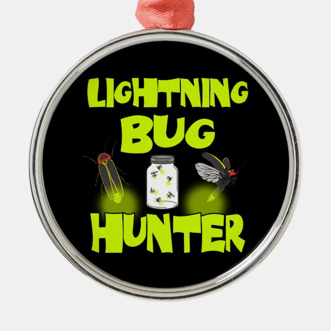 lightning bug hunter metal ornament (Front)