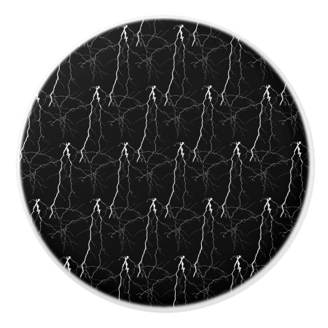 Lightning Electric Storm Bolt Roots Meteorological Ceramic Knob (Front)