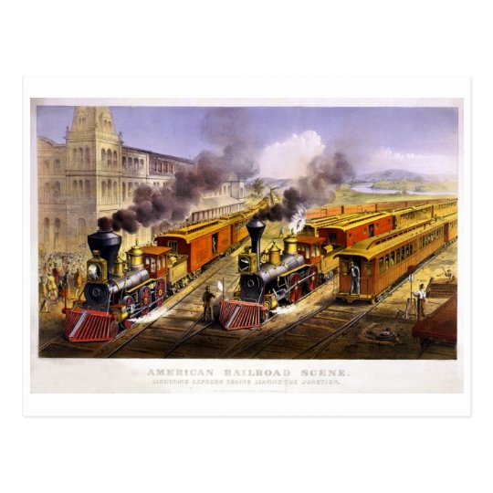 Lightning Express: An American Train Scene Postcard
