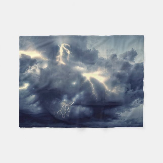 Lightning Flashes During Thunderstorm Fleece Blanket (Front (Horizontal))