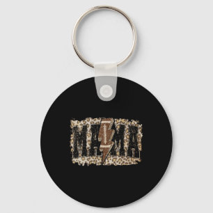 Lightning Football Mama Leopard Game Day Thanksgiv Keychain